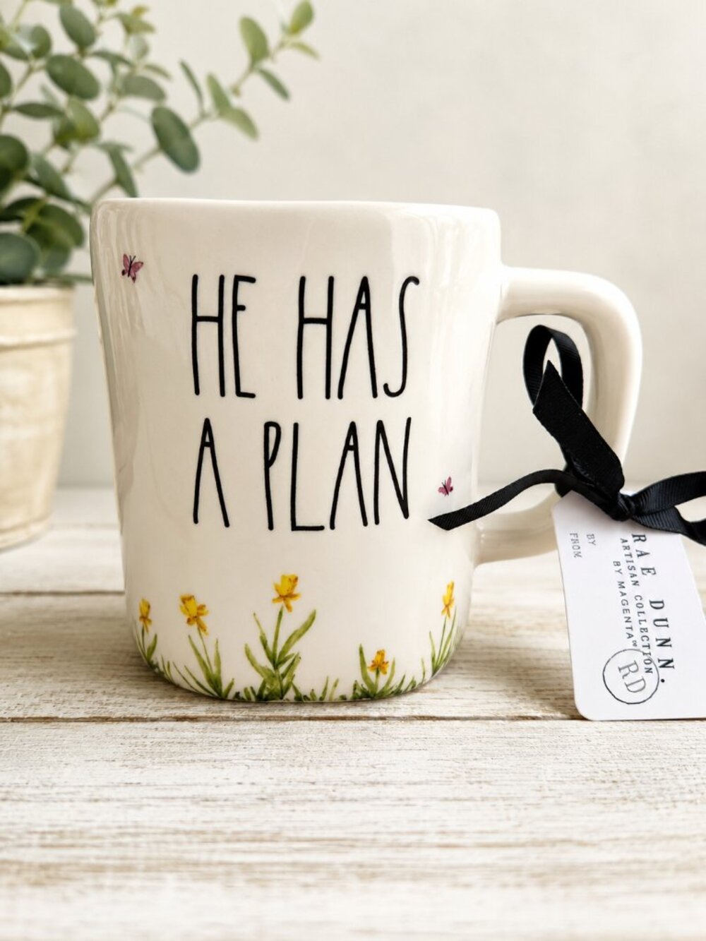 Rae Dunnn "He Has A Plan" Artisan Collection Ceramic Mug 16 Oz New Easter Spring